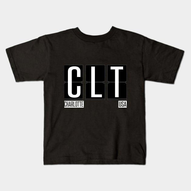 CLT- Charlotte NC Airport Code Souvenir or Gift Shirt Kids T-Shirt by HopeandHobby